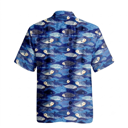 Koi Fish Japanese Blue Hawaiian Shirt For Men Women, Koi Fish Lover Hawaiian Shirts HE0721