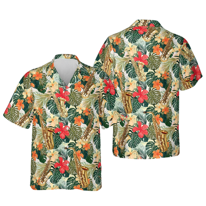 Saxophone Tropical Hawaiian Shirt For Men Women, Saxophone Hawaiian Shirt HE0629