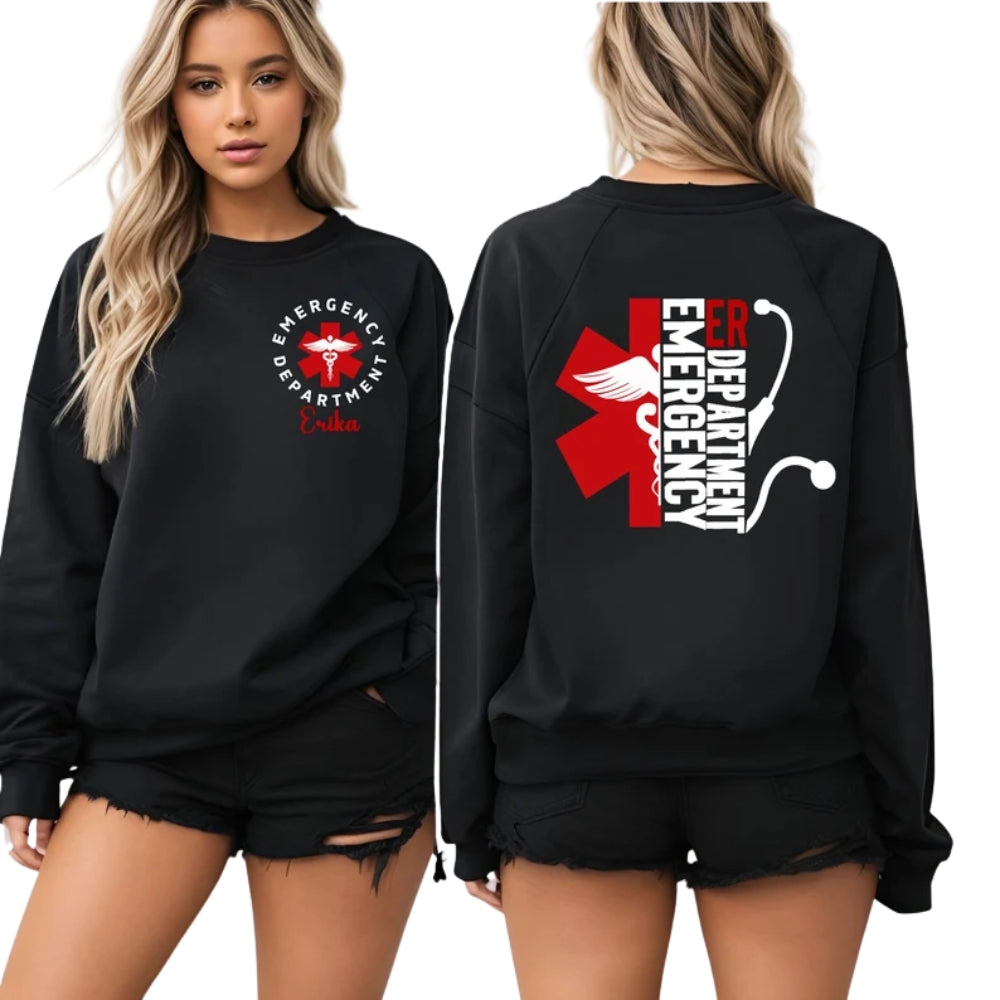 Custom Emergency Department Sweatshirt, Custom ER Nurse Sweatshirt 2D0408