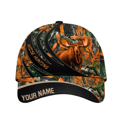 Custom Moose Hunting Camouflage Baseball 3D Cap, Custom Moose Cap Hat For Hunter CP0681