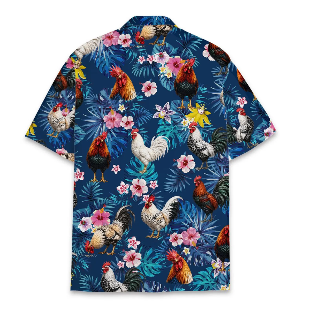 Chicken Rooster Tropical Hawaiian Shirt For Men, Rooster Lover Hawaiian Shirt HE0718