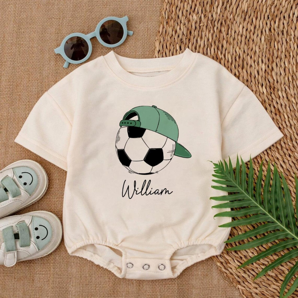 Custom Name Soccer Ball Baby Tshirt Bodysuit, Custom Soccer Baby Bodysuit BB0021