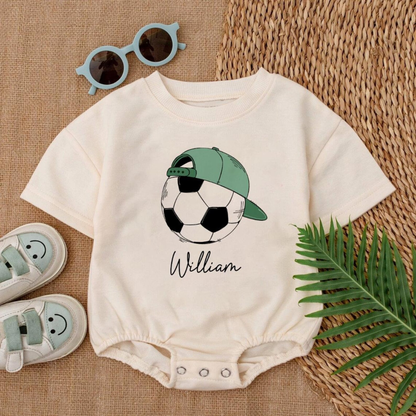 Custom Name Soccer Ball Baby Tshirt Bodysuit, Custom Soccer Baby Bodysuit BB0021
