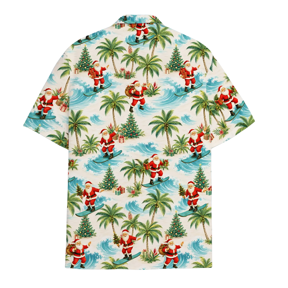 Santa Surfing Tropical Hawaiian Shirt, Christmas Funny Hawaiian Shirt HE0801