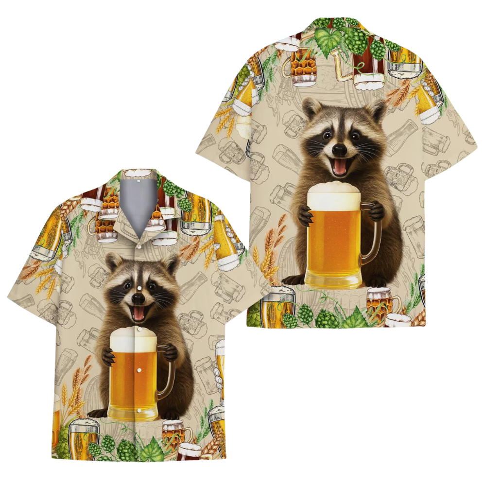 Raccoon And Beer Hawaiian Shirt For Men, Raccoon Lover Hawaiian Shirt HE0657