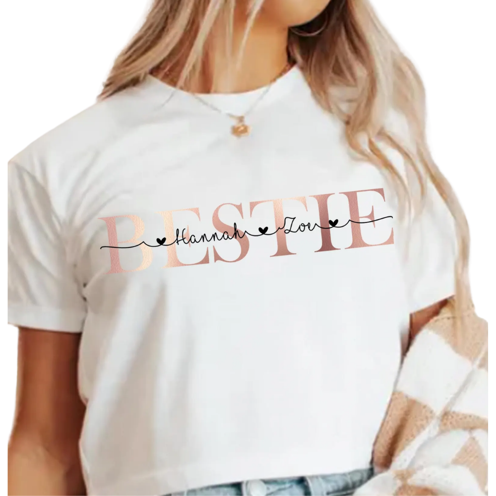 Bestie Custom Name Best Friend Matching T Shirt, Personalized Friend Matching Shirts ET1023