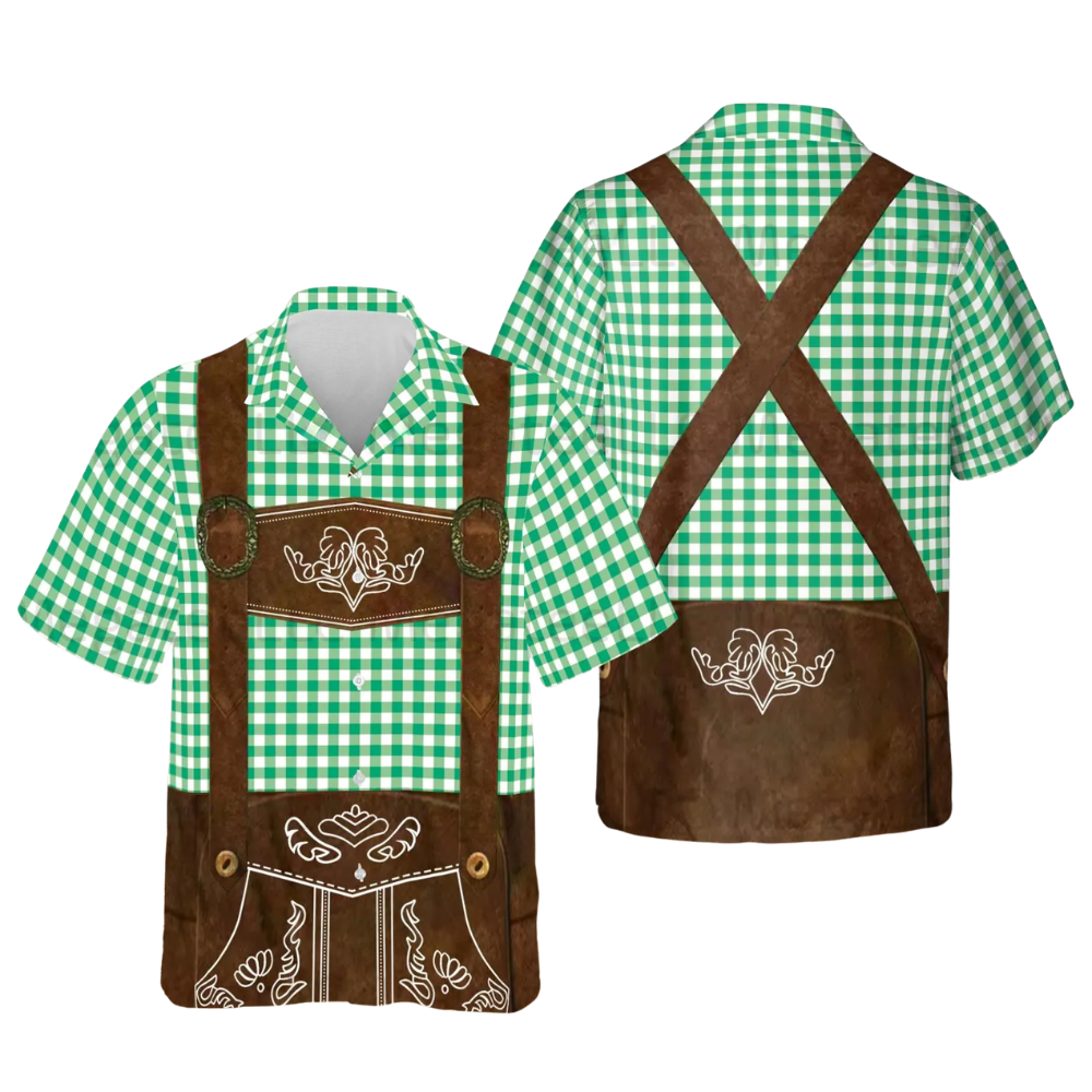 Oktoberfest Lederhosen Costume Hawaiian Shirt For Men, Funny Oktoberfest Hawaiian Shirt HE0632