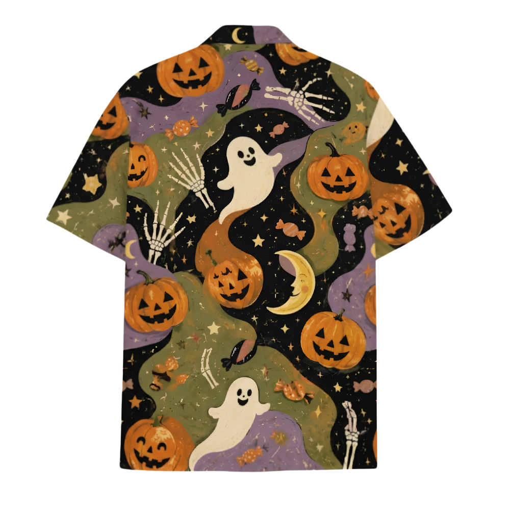 Funny Ghost Pumpkin Hawaiian Shirt, Halloween Hawaiian Shirt HE0814