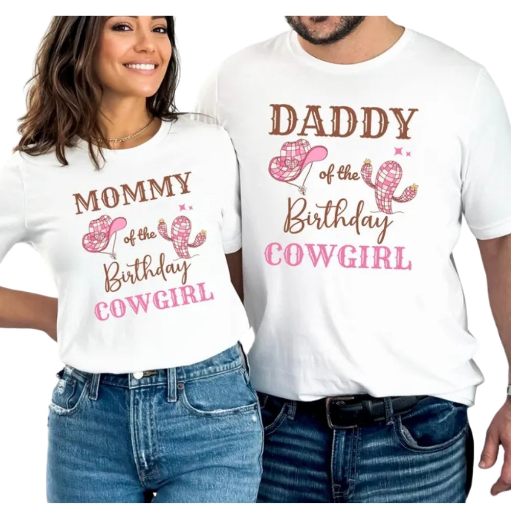 Custom Cowgirl Matching First Birthday T Shirts For Family, Custom Western 1st Birthday Family Shirts ET0357