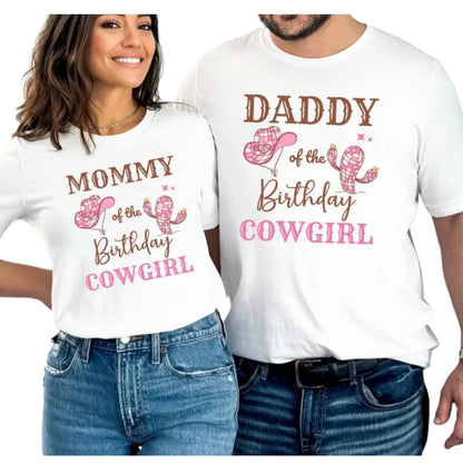 Custom Cowgirl Matching First Birthday T Shirts For Family, Custom Western 1st Birthday Family Shirts ET0357