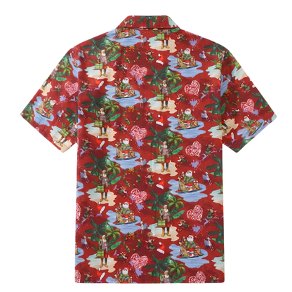 Tropical Santa Hawaiian Shirt Mens, Christmas Hawaiian Shirt HE0849