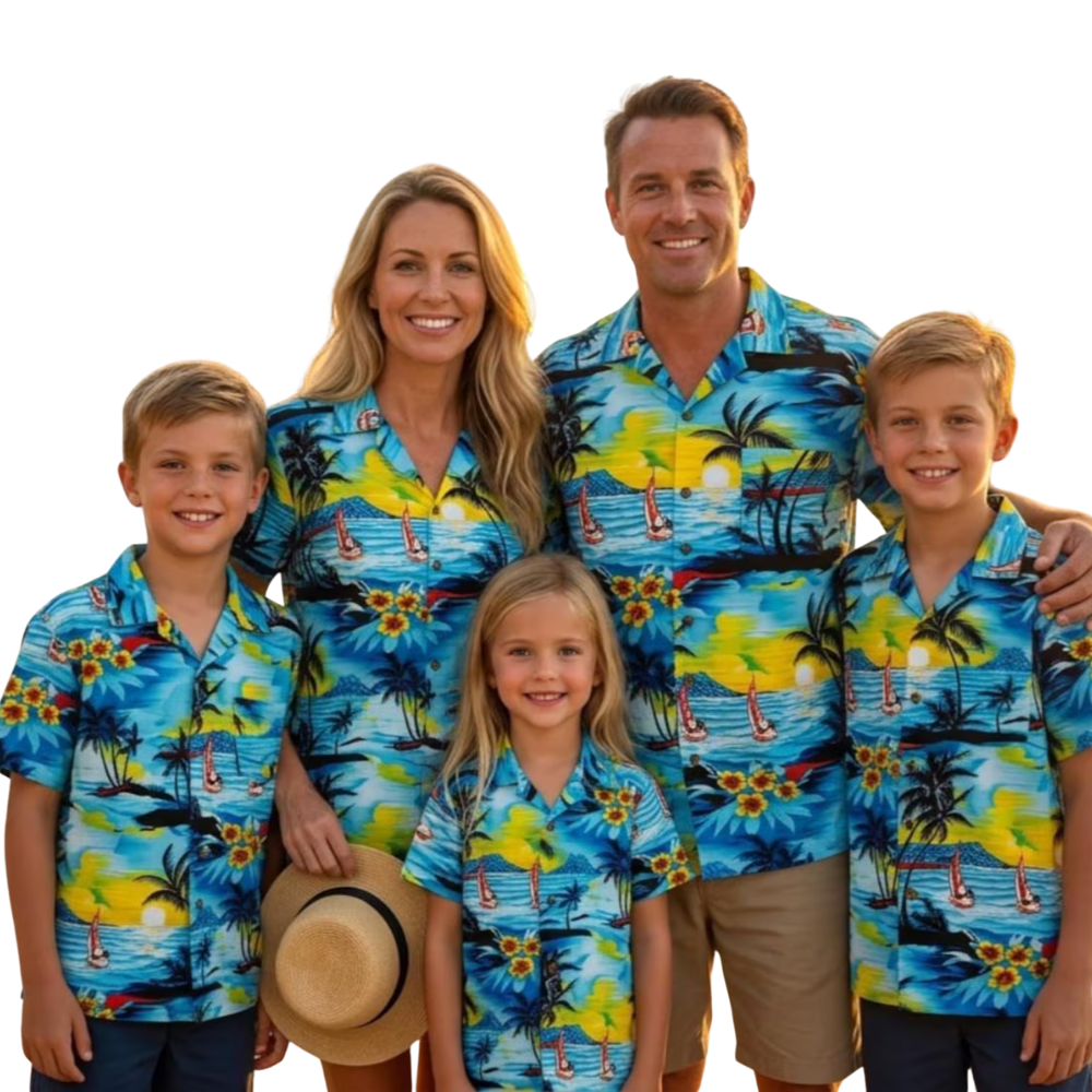 Tropical Beach Family Hawaiian Shirt, Matching Tropcial Hawaiian Shirts For Family ET1215