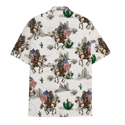Bigfoot Cowboy Hawaiian Shirt For Men, Western Sasquatch Hawaiian Shirt HE0654