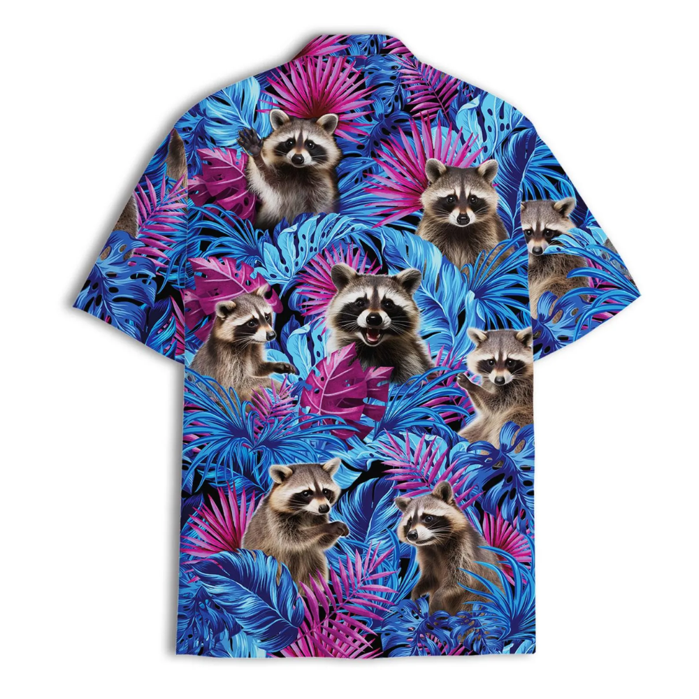 Raccoon Tropical Blue Purple Hawaiian Shirt Men Women, Raccoon Hawaiian Shirt HE0731