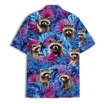 Raccoon Tropical Blue Purple Hawaiian Shirt Men Women, Raccoon Hawaiian Shirt HE0731