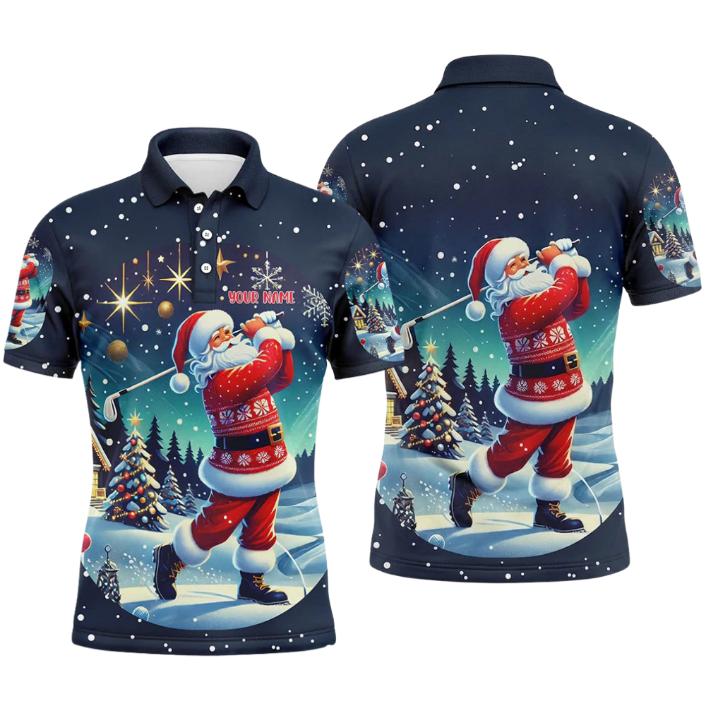 Custom Santa Christmas Golf Polo Shirt For Men, Custom Christmas Golf Shirt GZ0335