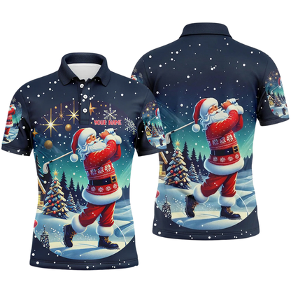 Custom Santa Christmas Golf Polo Shirt For Men, Custom Christmas Golf Shirt GZ0335