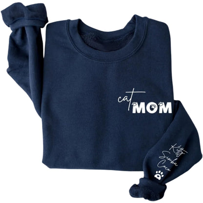 Custom Cat Mom Sweatshirt, Custom Cat Mama Sweatshirt 2D0527