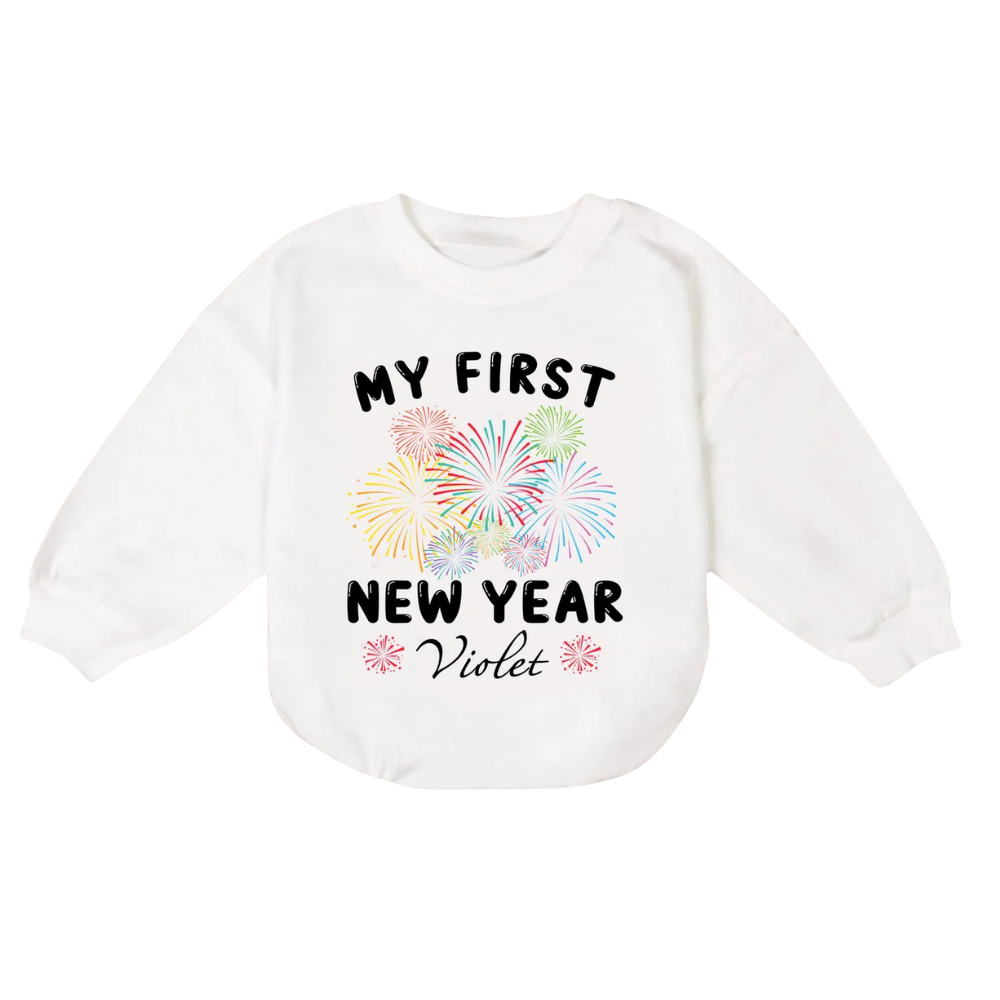 My First New Year Custom Baby Name Romper Sweatshirt, Custom Baby's First New Year Romper Sweatshirt BB0173