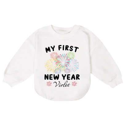 My First New Year Custom Baby Name Romper Sweatshirt, Custom Baby's First New Year Romper Sweatshirt BB0173