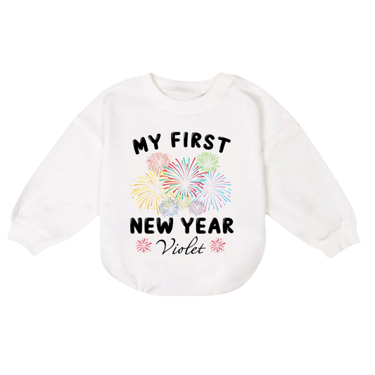 My First New Year Custom Baby Name Romper Sweatshirt, Custom Baby's First New Year Romper Sweatshirt BB0173