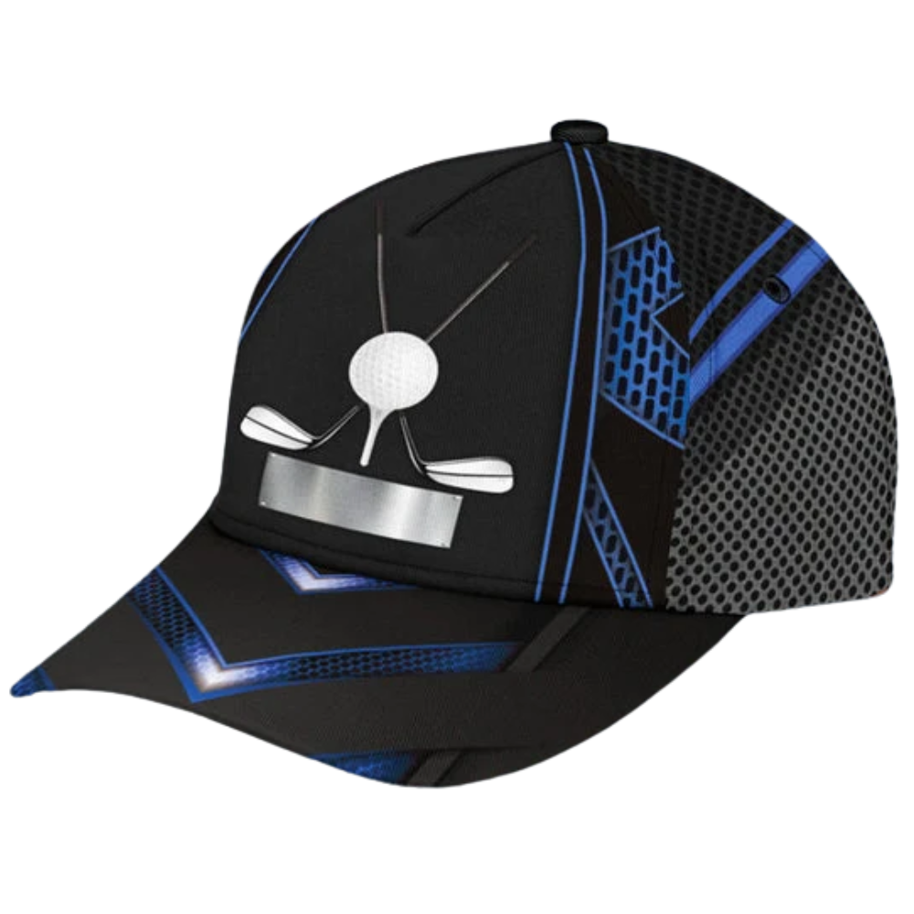 Personalized Golf Black Blue Baseball Cap, Custom Golf 3D Printed Hat CP0629