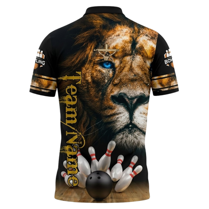 Custom Lion Bowling Polo Shirt For Men, Custom Lion Team Bowling Shirts BZ0839