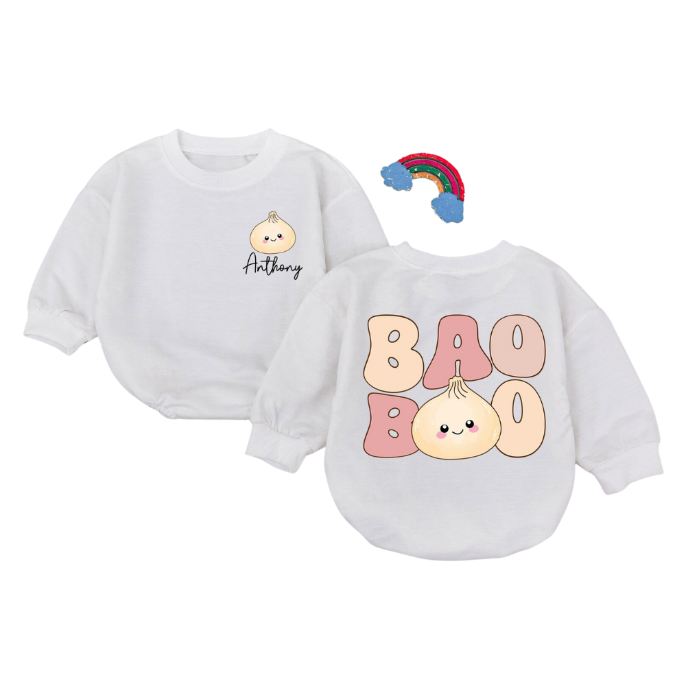 Custom Name Baby Bao Bao Romper Sweatshirt, Personalized Dimsum Baby Romper Sweatshirt BB0054