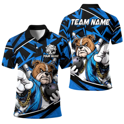 Custom Pitbull Bowling Polo Shirt For Men, Custom Dog Team Bowling Shirt BE0258