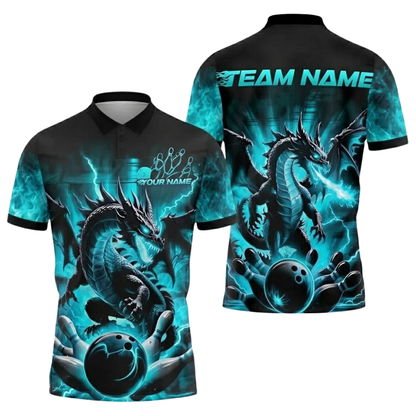 Custom Dragon Bowling Polo Shirt For Men, Custom Team Dragon Bowling Shirts BZ0835