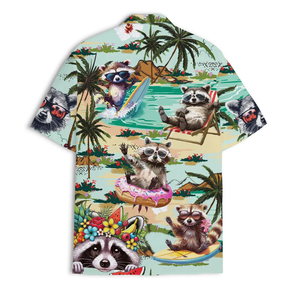 Funny Raccoon Beach Hawaiian Shirt, Raccoon Tropical Aloha Shirt HE0732