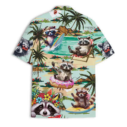 Funny Raccoon Beach Hawaiian Shirt, Raccoon Tropical Aloha Shirt HE0732
