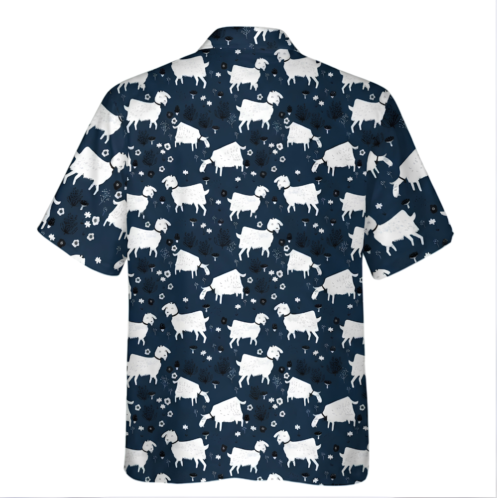 Goat Blue White Hawaiian Shirt For Men, Goat Hawaiian Shirt HE0752