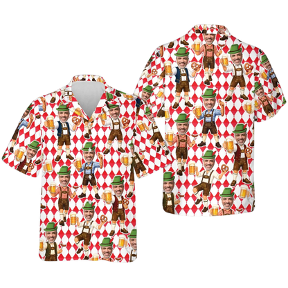 Custom Photo Beer Oktoberfest Hawaiian Shirt Mens, Custom Funny Octoberfest With Photo HE0664