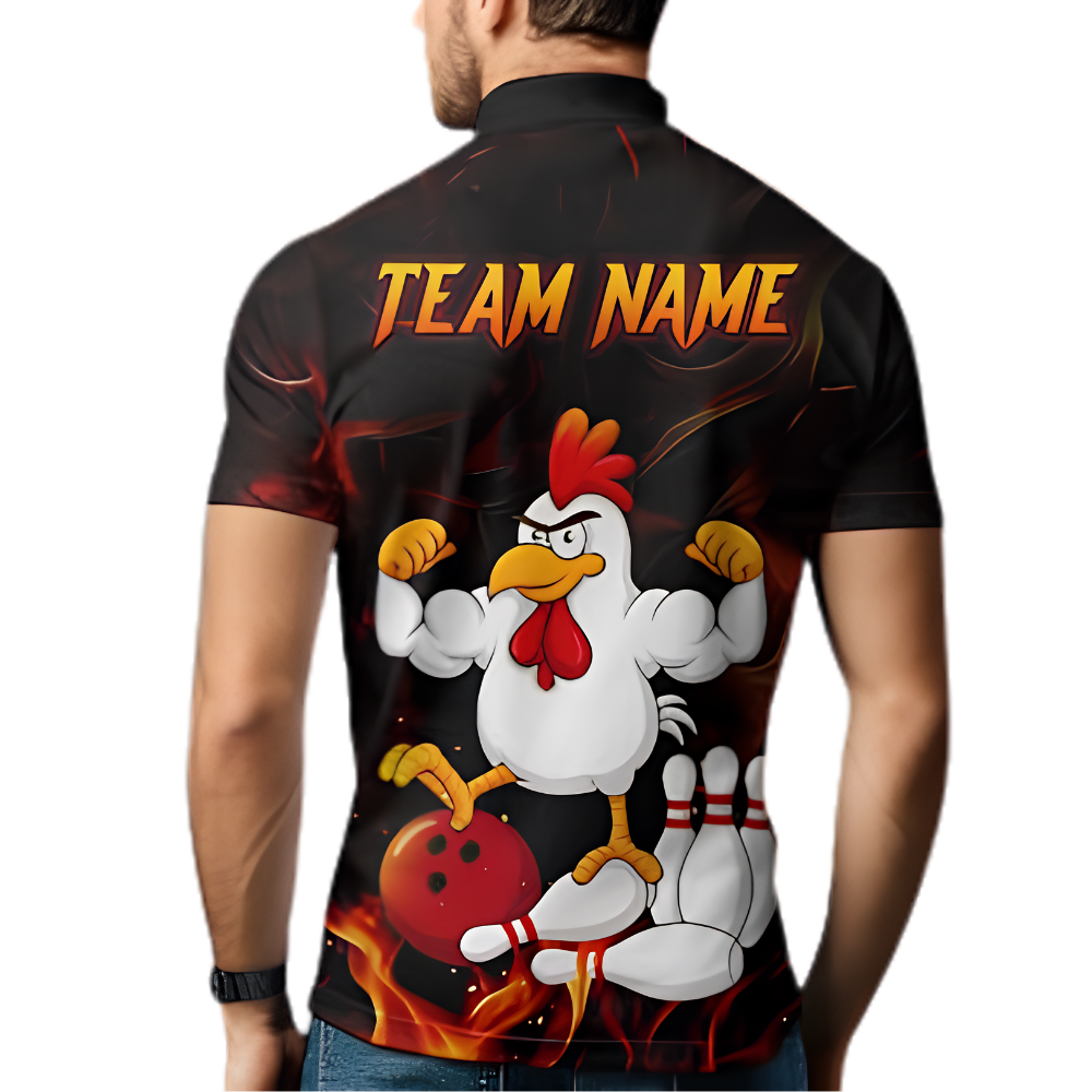 Custom Funny Rooster Bowling Jersey For Men, Custom Chicken Bowling Team Shirt BZ0895