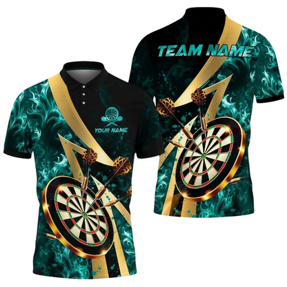 Custom Purple Flame Darts Men Polo Shirt, Custom Flame Darts Team Shirt DZ0172