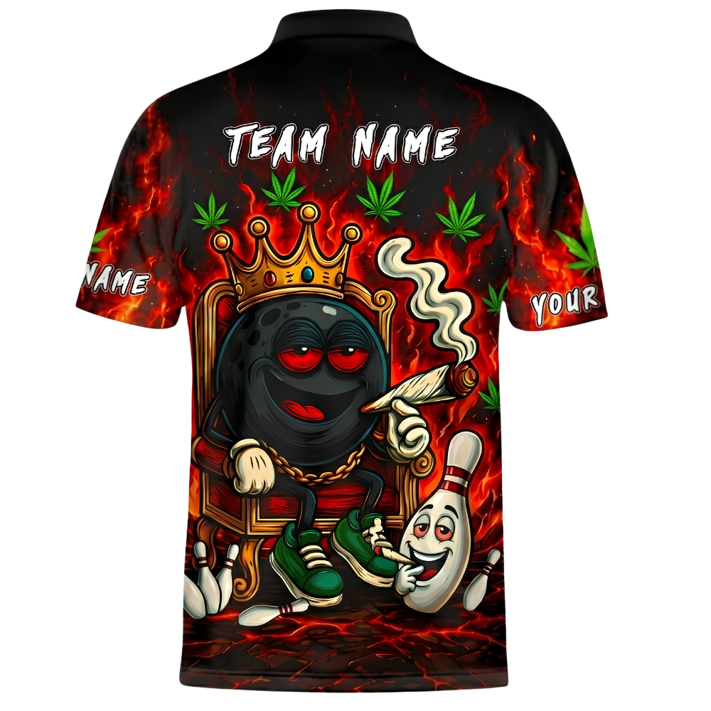 Custom Funny Smoking Ball Men's Flame Bowling Jersey, Custom Funny Bowling Shirt For Team BZ1027