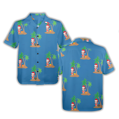 Custom Photo Christmas Tropical Hawaiian Shirt For Men Women, Custom Funny Faces Christmas Hawaiian Shirt HE0880