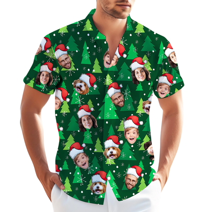 Custom Faces Christmas Hawaiian Shirt For Men Women, Custom Christmas Hawaiian Shirt With Photo HE0868