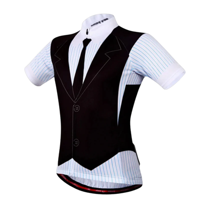 Tuxedo Black And White Cycling Short Sleeve Jersey For Men, Tuxedo Cycling Jersey CG0876