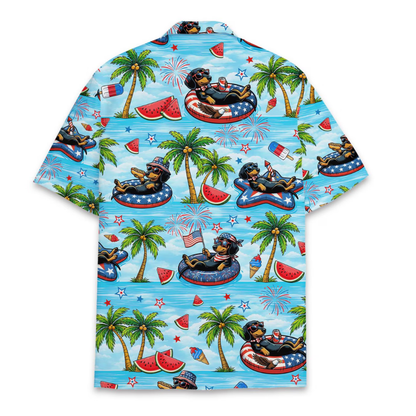 Dachshund USA Flag Beach Hawaiian Shirt For Men Women, Dachshund Patriotic Hawaiian Shirts HE0717