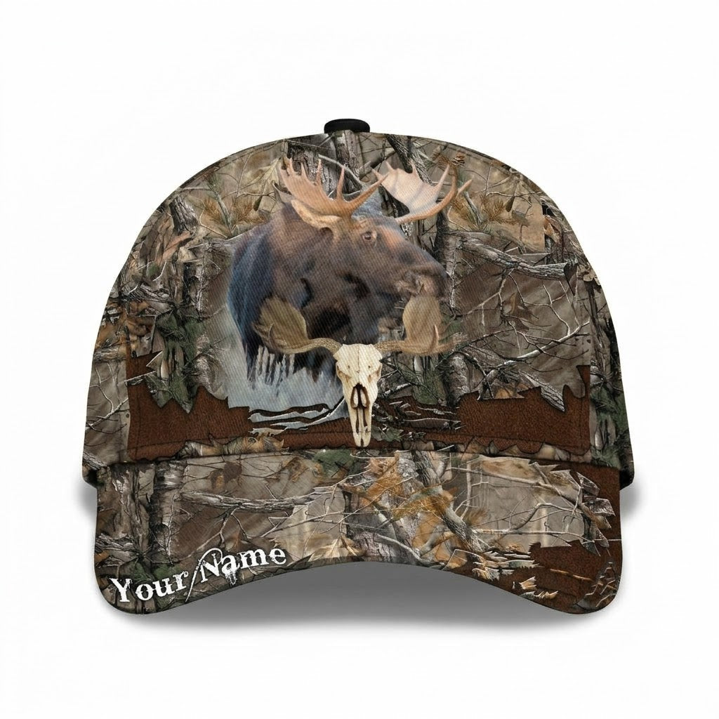 Custom Moose Hunting Camouflage Baseball Cap, Custom Moose Hunter Cap Hat CP0764