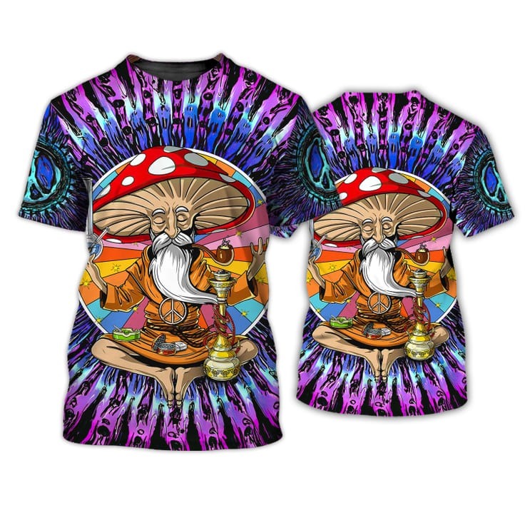 Old Man Hippie 3D All Over Print Tshirt, Hippie Shirts For Men And Women, Mushroom Hippie 3D Tshirt TO0694