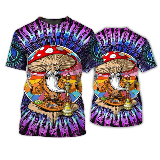 Old Man Hippie 3D All Over Print Tshirt, Hippie Shirts For Men And Women, Mushroom Hippie 3D Tshirt TO0694