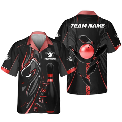 Custom Maori Tribal Black Golden Bowling Hawaiian Shirt, Custom Tribal Bowling Team Shirts Mens BZ0585