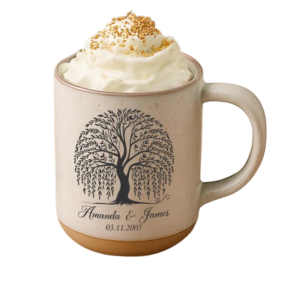 Personalized 9th Wedding Anniversary Willow Tree Coffee Mug, Personalized 9th Year Anniversary Mug WD0019