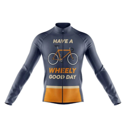 Have A Wheely Good Day Men's Cycling Long Sleeve Jersey, Funny Cycling Jersey For Men CG0731