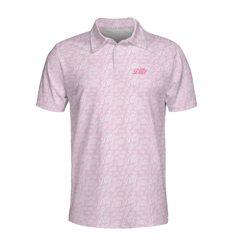 Girl Dad Pink Golf Polo Shirt For Men, Father Day Golf Shirts For Dad With Daughter GE0463