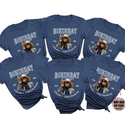 Birthday Crew Custom Photo 30th Birthday Matching T Shirts, Custom Photo Birthday Squad Shirts ET0852