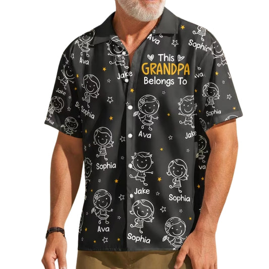 This Grandpa Belongs To Custom Grandpa Hawaiian Shirt With Kid Names, Custom Father's Day Hawawiian Shirts HE0006